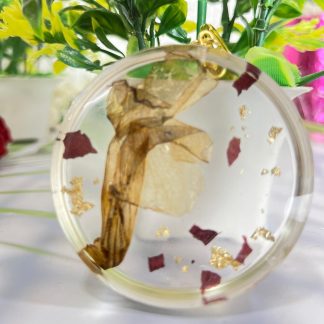 Resin Keychain with Dried Rose Flower Preservation