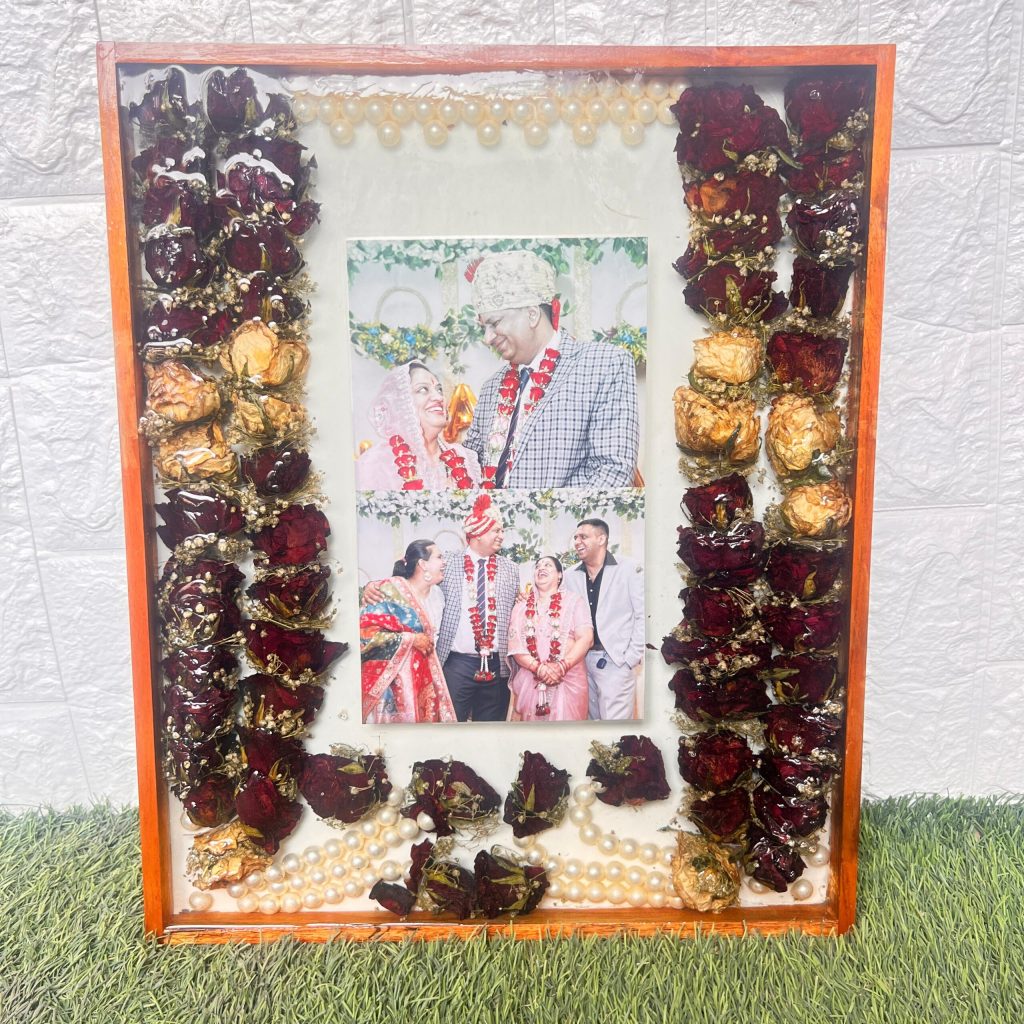 Rectangle Wedding Varmala Flower Preservation Resin Frame – 15×18 Inch