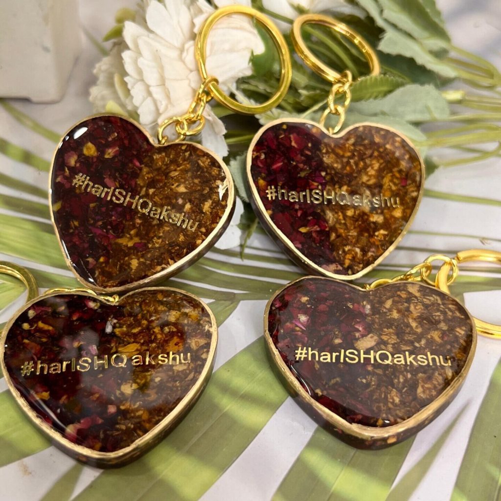 Heart Shaped Resin Keychains Set Of 4