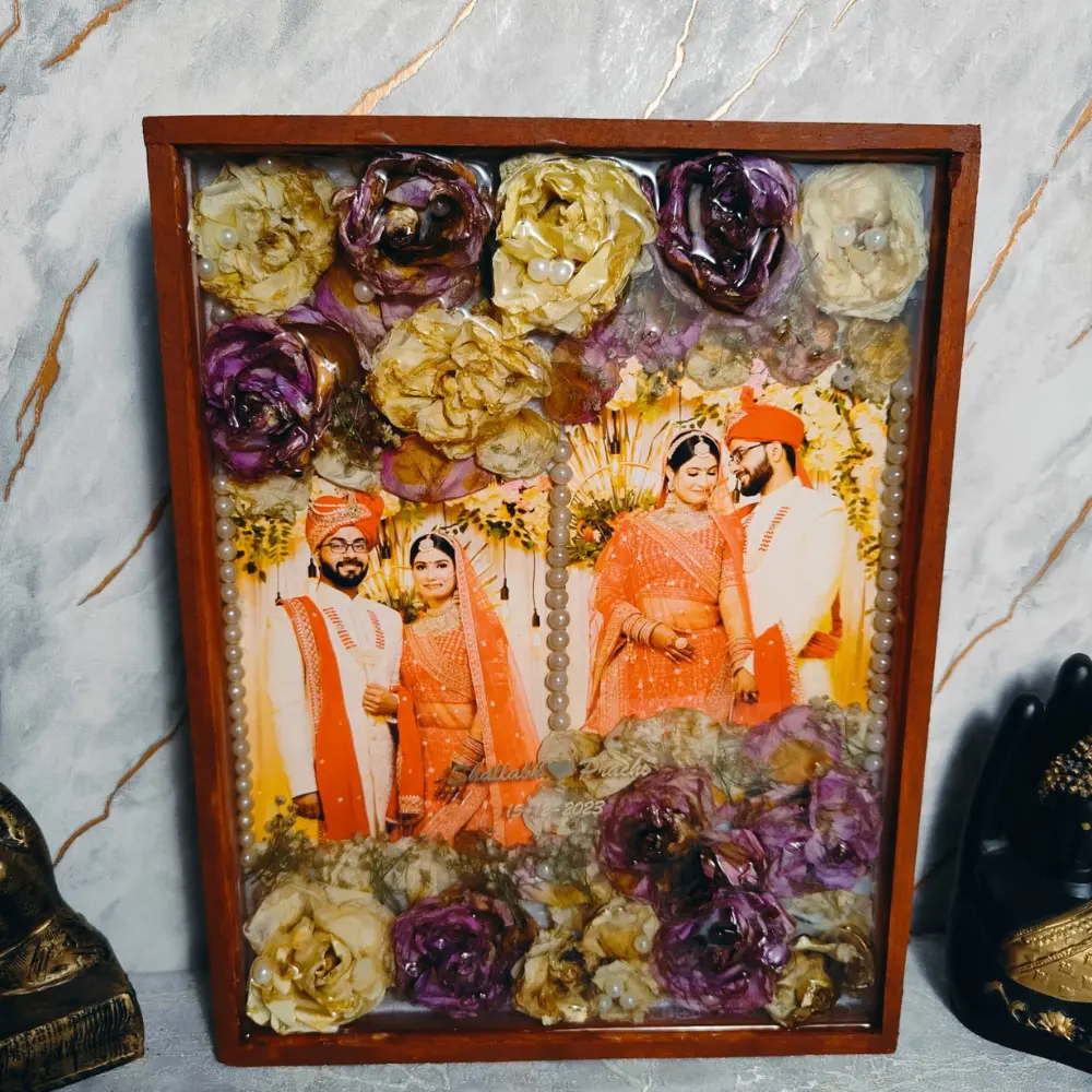 Wedding Flowers Preservation in Resin Rectangle Photo Frame (11×14 Inch)