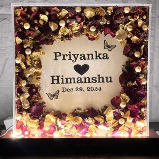 LED Resin Name Frame with Flower Preservation – 10 Inch