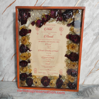Wedding Card & Garland Preservation in Rectangle Wooden Frame (15x18 Inch)