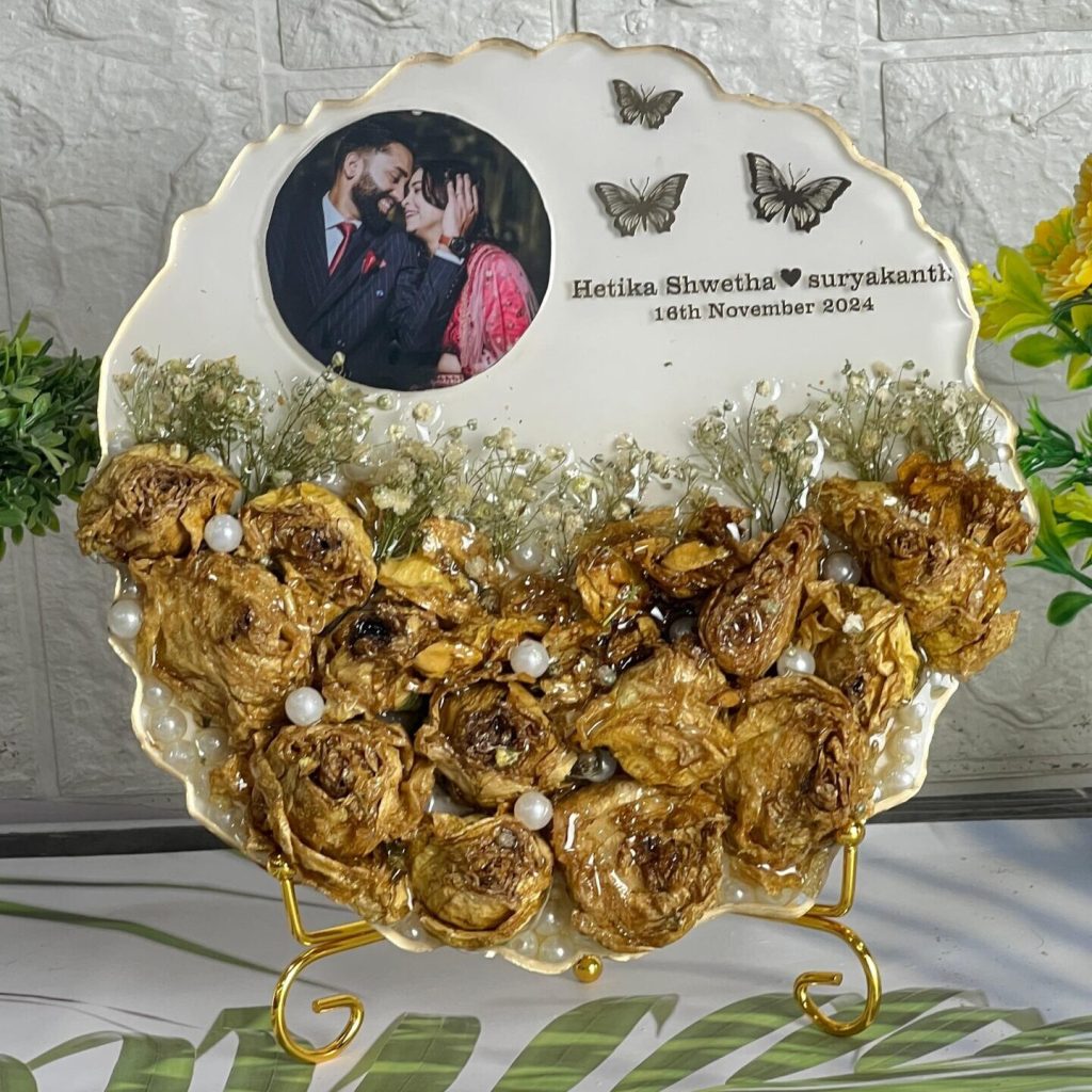 Wedding Flowers & Photo Preserved Resin Frame ( 8- Inch)