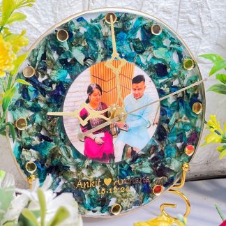 Personalized Wedding Varmala Preservation Clock ( 6- Inches) | Resin Wall Clock