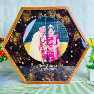 12 Inch Varmala Flower Resin Hexagon Frame