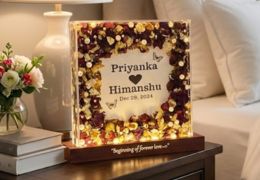 Couple Name Preserved Resin Frame